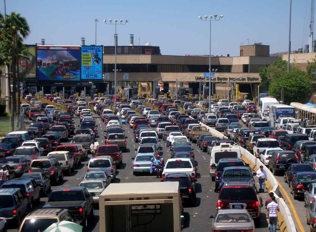 Traffic backed up at border checkpoint