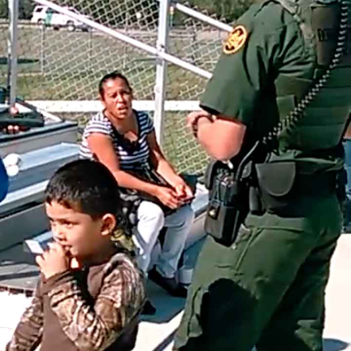 Border patrol with mother and son at La Joya baseball game